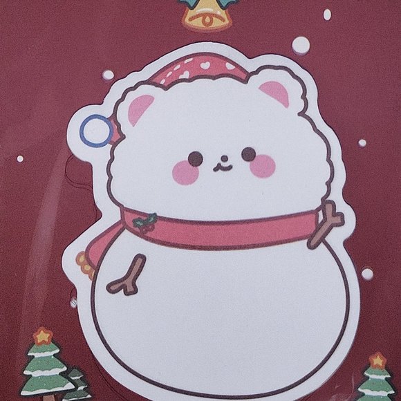 Kawaii Kuma bear Christmas snowman sticky note memo pad notepad - Picture 1 of 1